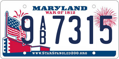 MD license plate 9AB7315