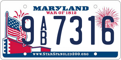 MD license plate 9AB7316