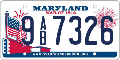 MD license plate 9AB7326