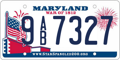 MD license plate 9AB7327