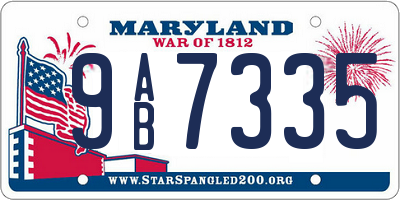 MD license plate 9AB7335