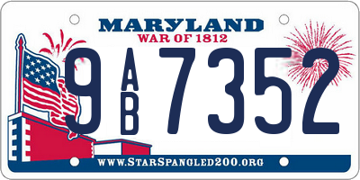MD license plate 9AB7352