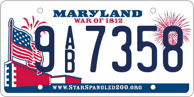 MD license plate 9AB7358