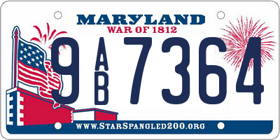 MD license plate 9AB7364