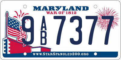 MD license plate 9AB7377