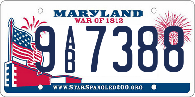 MD license plate 9AB7388