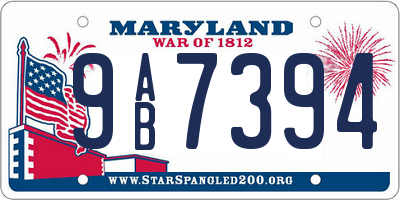 MD license plate 9AB7394