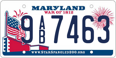 MD license plate 9AB7463