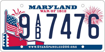 MD license plate 9AB7476