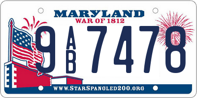 MD license plate 9AB7478