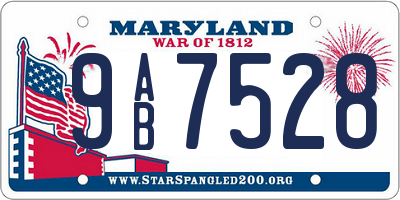 MD license plate 9AB7528