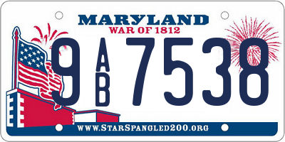 MD license plate 9AB7538