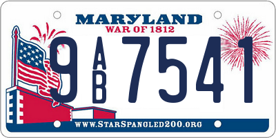 MD license plate 9AB7541