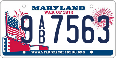 MD license plate 9AB7563