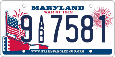 MD license plate 9AB7581