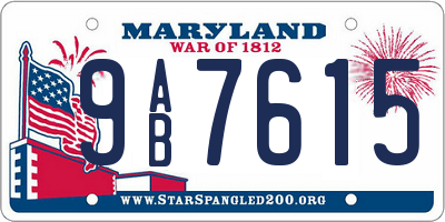 MD license plate 9AB7615