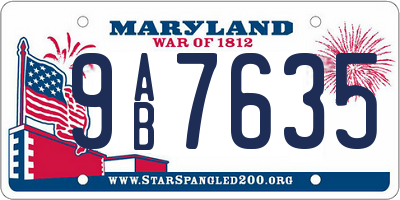 MD license plate 9AB7635