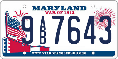MD license plate 9AB7643