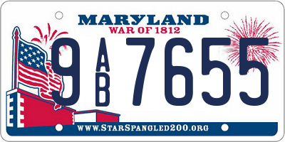 MD license plate 9AB7655