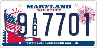 MD license plate 9AB7701