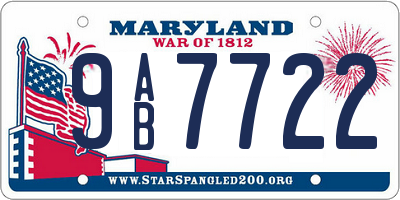 MD license plate 9AB7722