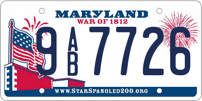 MD license plate 9AB7726
