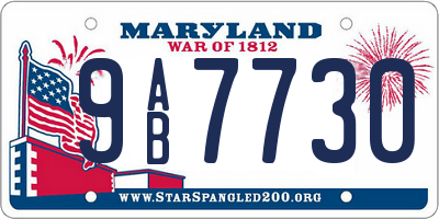 MD license plate 9AB7730