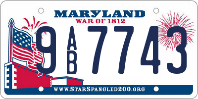 MD license plate 9AB7743