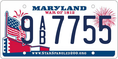 MD license plate 9AB7755