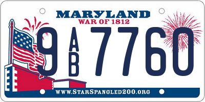 MD license plate 9AB7760