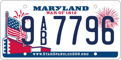 MD license plate 9AB7796