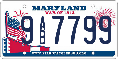 MD license plate 9AB7799
