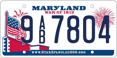 MD license plate 9AB7804