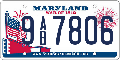 MD license plate 9AB7806