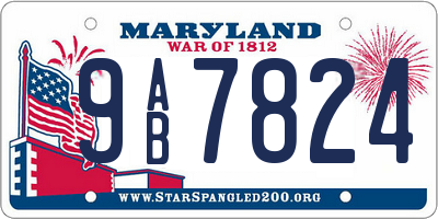 MD license plate 9AB7824