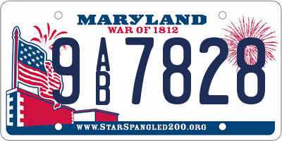 MD license plate 9AB7828