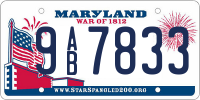 MD license plate 9AB7833