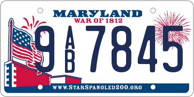 MD license plate 9AB7845