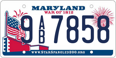 MD license plate 9AB7858