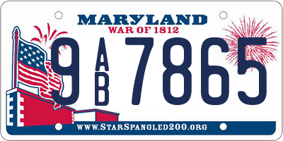 MD license plate 9AB7865