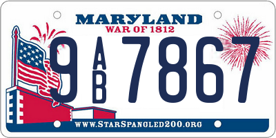 MD license plate 9AB7867