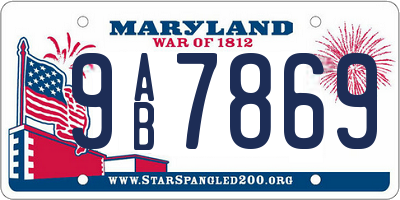 MD license plate 9AB7869