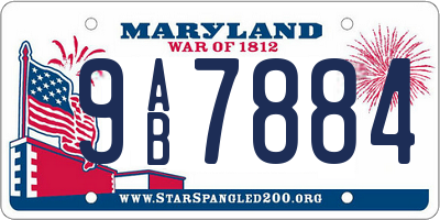 MD license plate 9AB7884