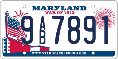 MD license plate 9AB7891