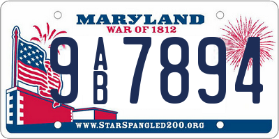 MD license plate 9AB7894