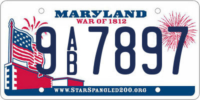 MD license plate 9AB7897