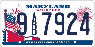 MD license plate 9AB7924