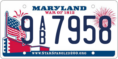 MD license plate 9AB7958