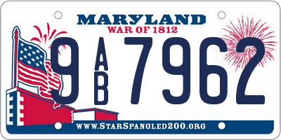 MD license plate 9AB7962