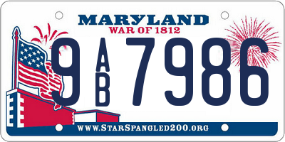 MD license plate 9AB7986